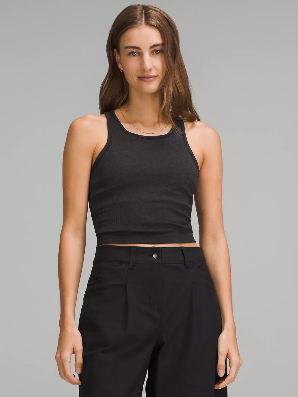 lululemon Ebb to Street Cropped Racerback Tank Black - Size 8